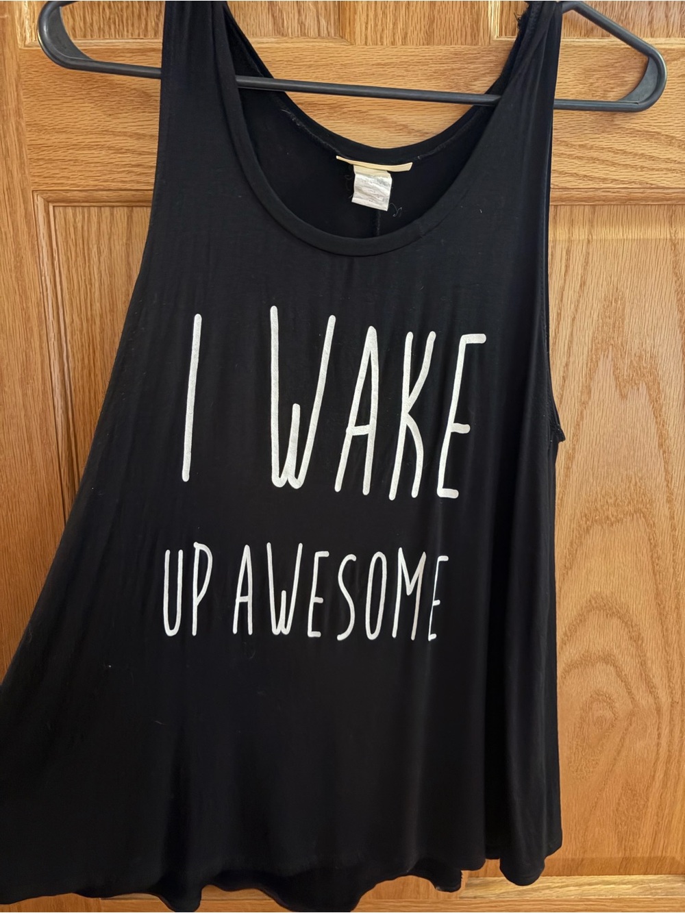 Black Graphic Scoop Neck Tank Top - I Wake Up Awesome